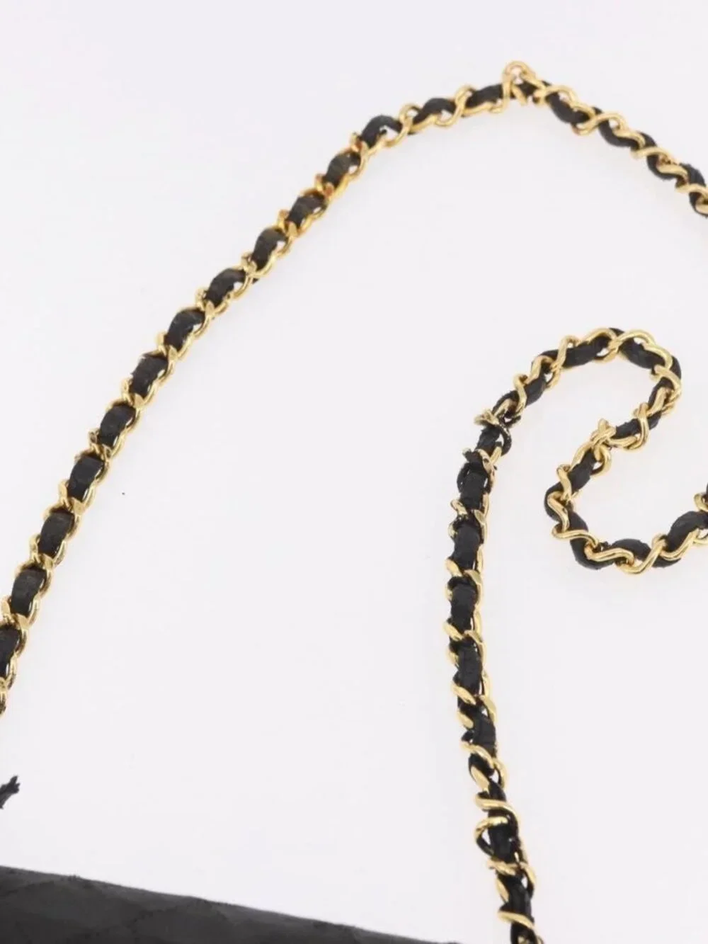 CHANEL Matelasse Chain Shoulder Bag Leather Black Gold CC Auth 188806